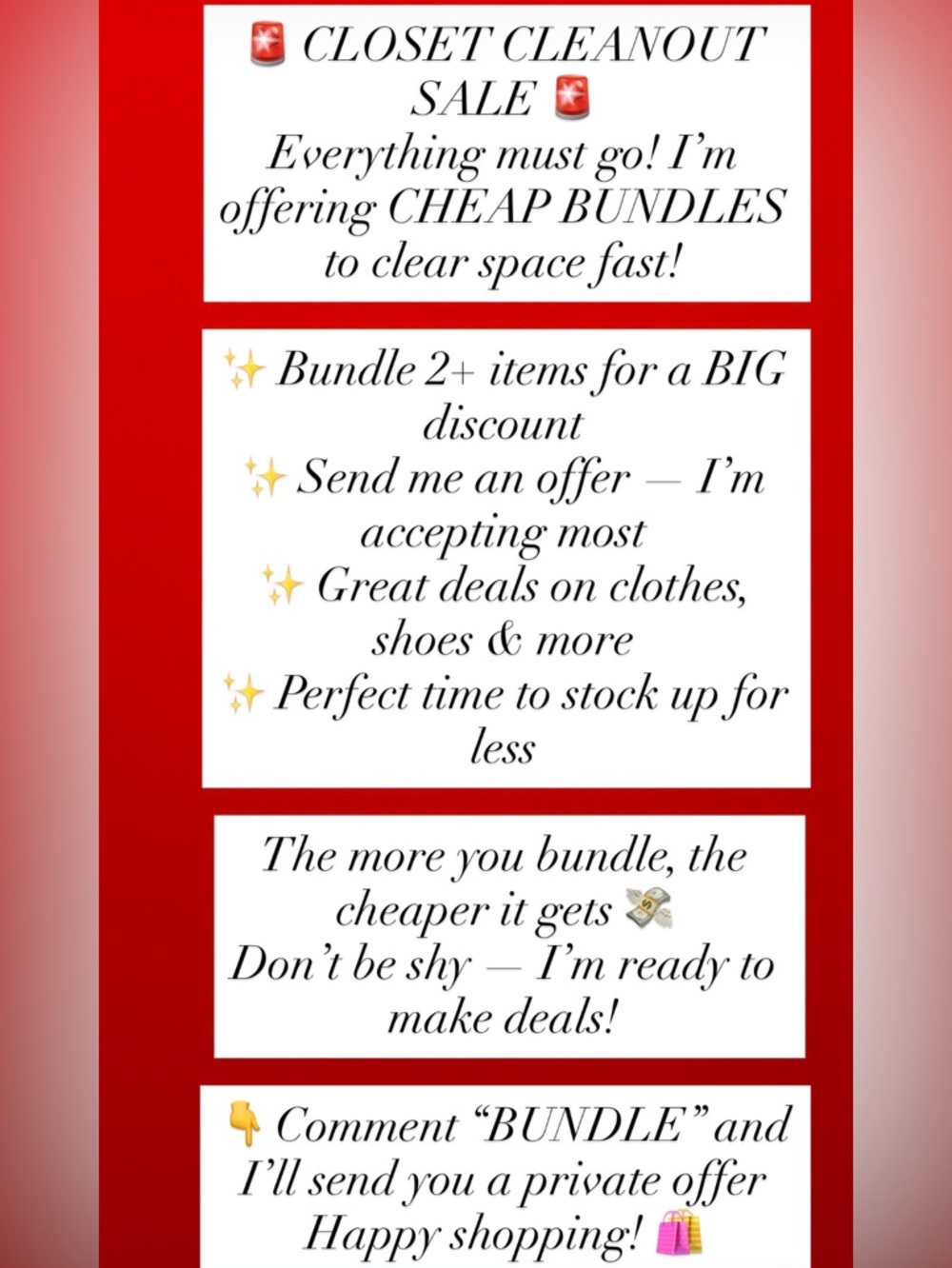 🚨 CLOSET CLEANOUT SALE 🚨